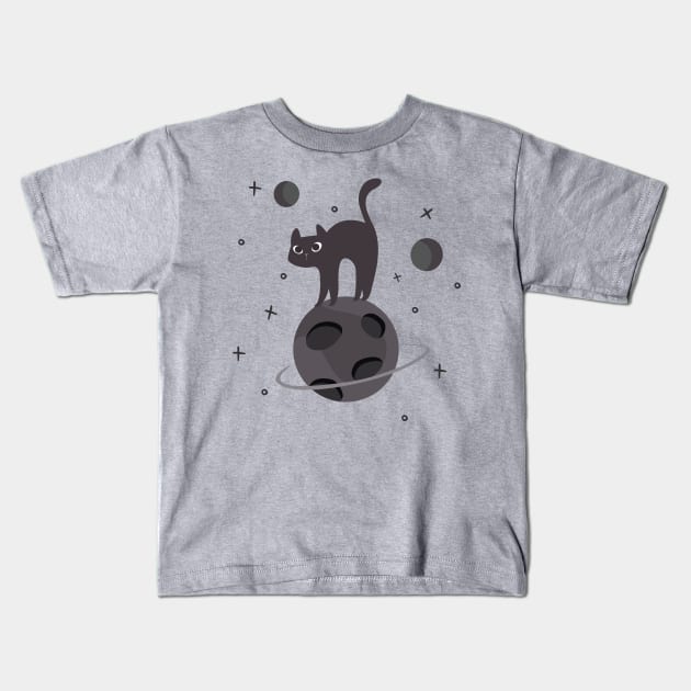 Cute Cat in Space Kids T-Shirt by anabear-art